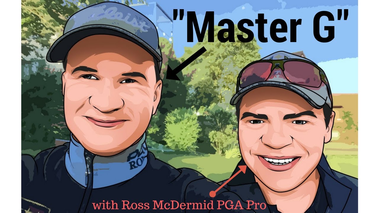 Ross McDermid, PGA Pro with 'Master G' on the range with the friendliest golf club in the bag