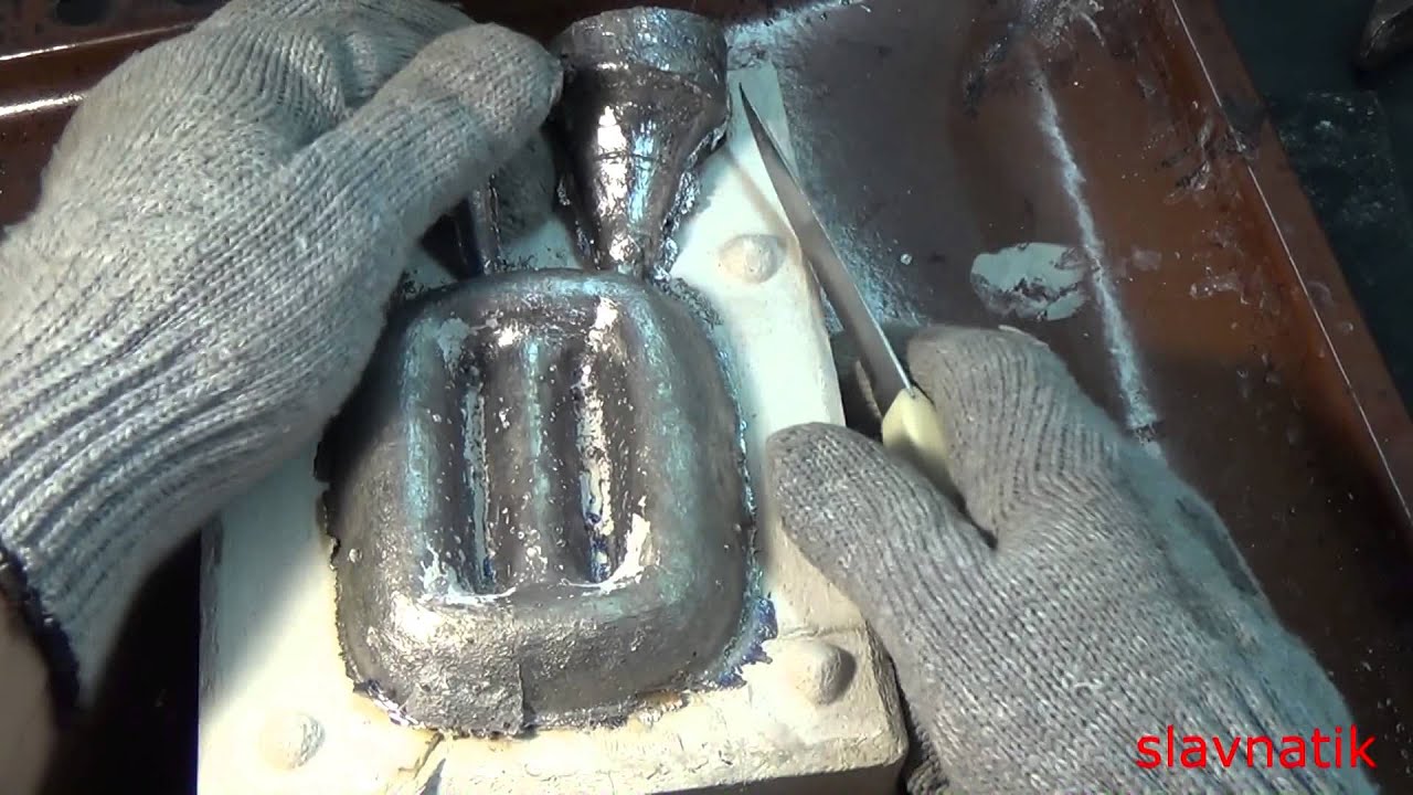 Отливка свинцового груза для подводной охоты и дайвинга .