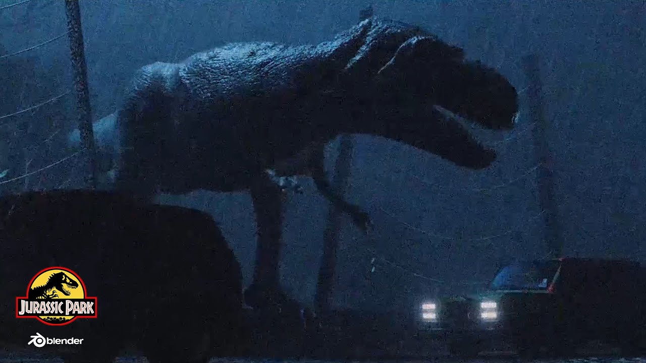 Jurassic Park: T-Rex Breakout Scene (1993) | Blender 2.8 | EEVEE