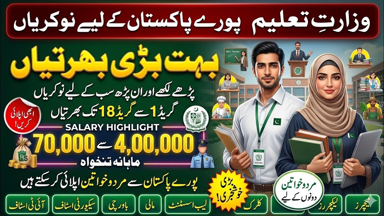 Biggest Government Job Opportunity in Pakistan | Ministry of Education  | Salary 200000 | Apply Now