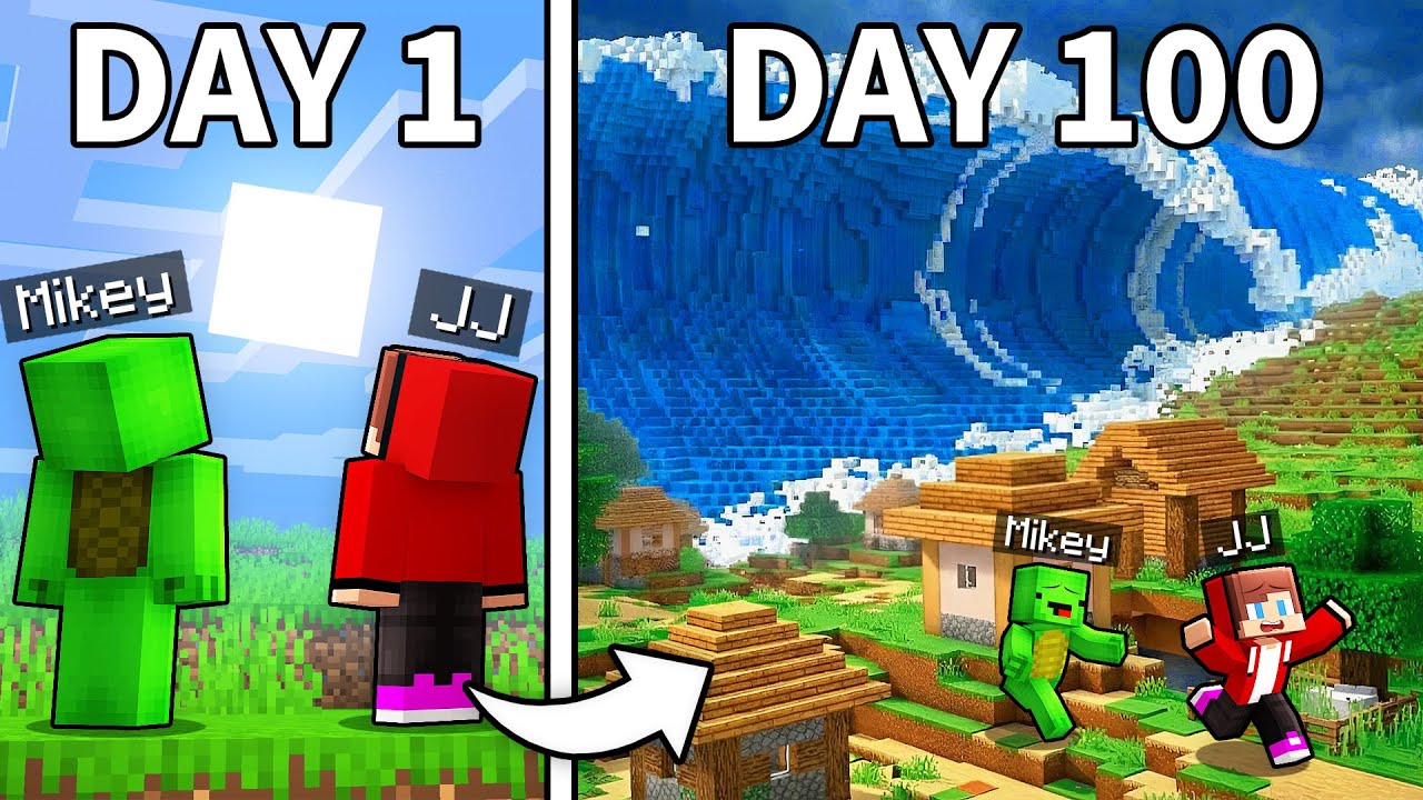 Mikey and JJ Survive 100 Days with Nature Disasters in Minecraft (Maizen)