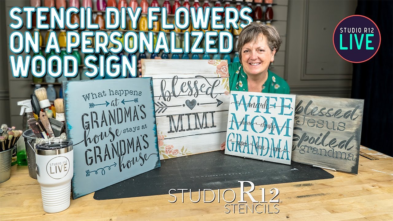 Stencil Personalized Grandma Gifts | Paint a Mother's Day Sign with StudioR12 | Faux Wood Plank