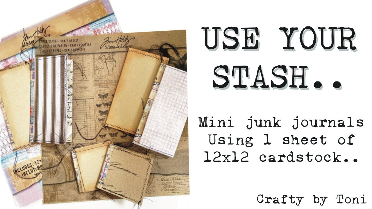 **USE YOUR STASH** To Make Mini …JUNK JOURNALS…1 Sheet 12x12 Tim Holtz Vintage Shabby