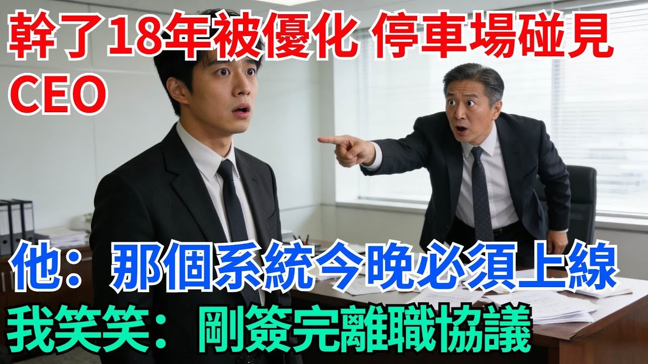 幹了18年被優化，停車場碰見CEO，他：你負責的那個系統今晚必須上線，我笑笑：剛在HR那簽了離職協議【奇趣天下】#職場逆襲#職場智慧#爽文職場#工作日常#完結爽文