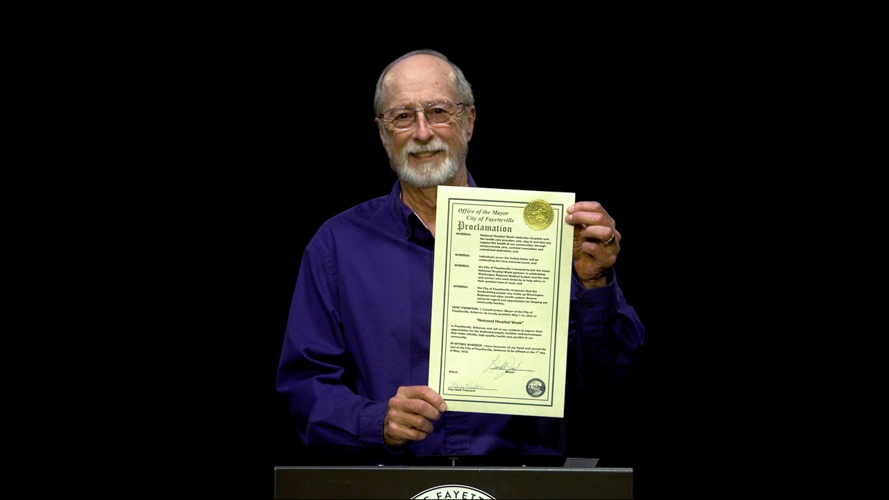 Mayor Lioneld Jordan proclaims May 7-13, 2023, as National Hospital Week in Fayetteville.