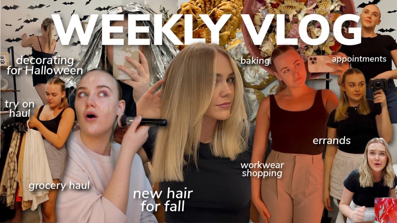 WEEKLY VLOG: new hair for fall, decorating for halloween, grocery haul, workwear shopping, errands