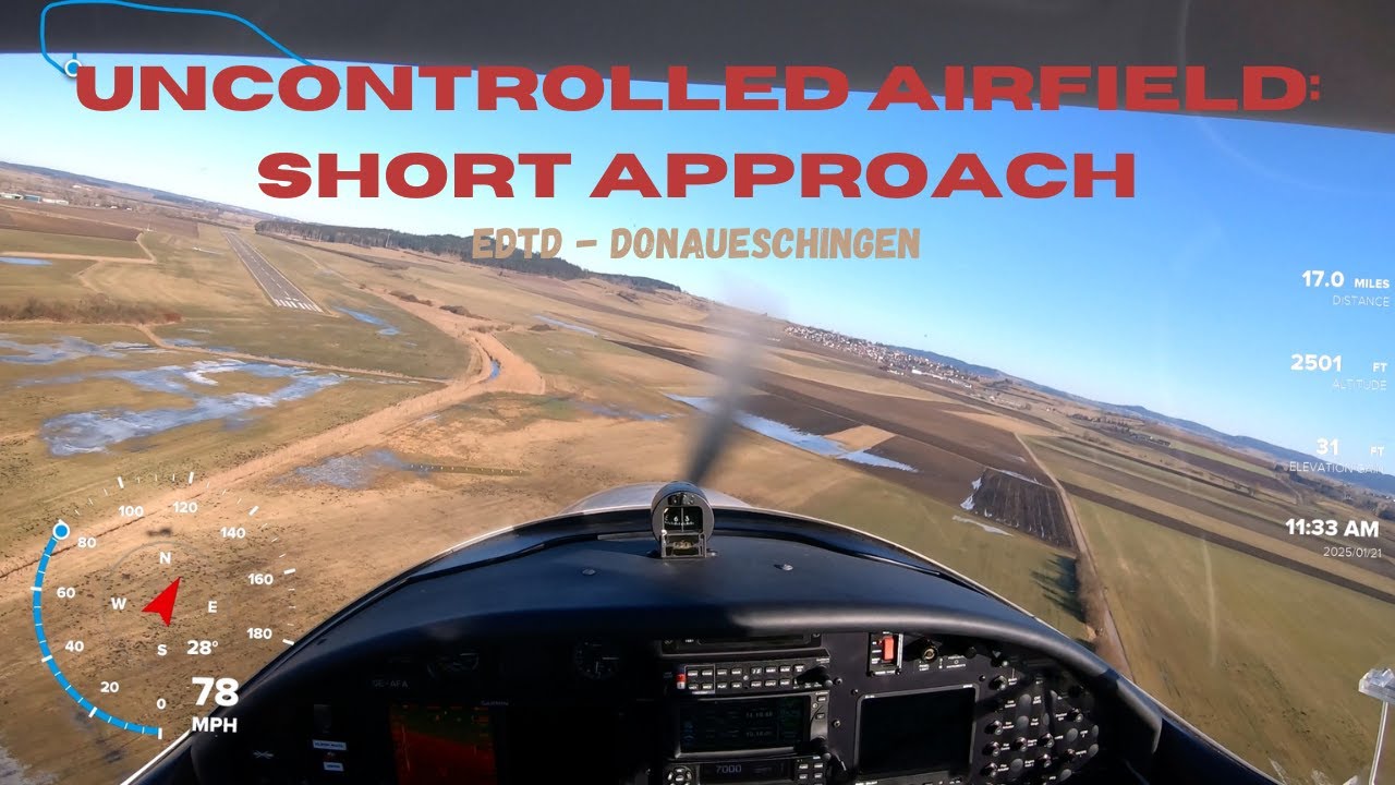 Uncontrolled Airfield short approach! Donaueschingen EDTD arrival