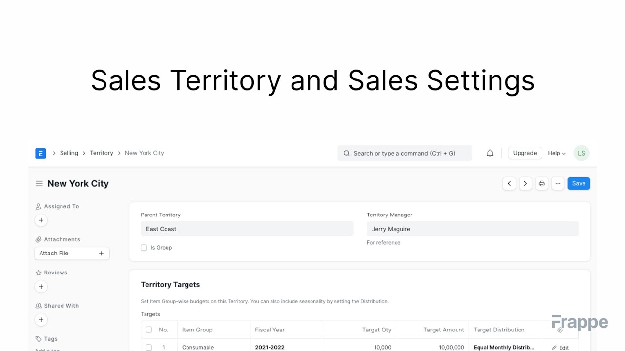 Sales Territory and Sales Settings