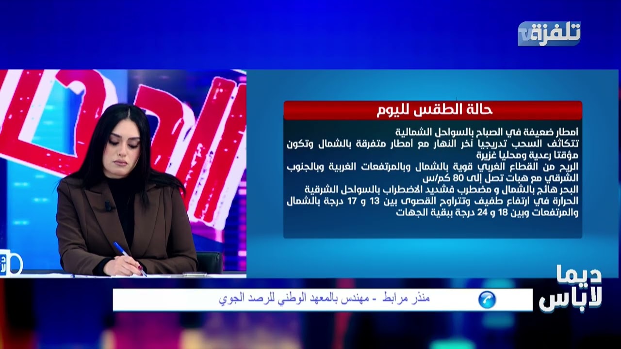 المهندس بمعهد الرصد الجوي منذر مرابط يحذر: رياح قوية تصل ل120 كم في الساعة وأمطار رعدية يوم السبت