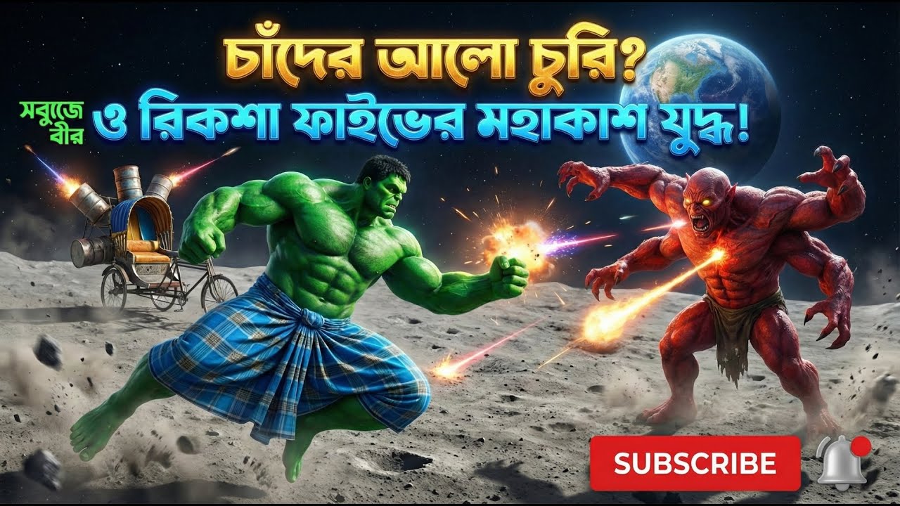 চাঁদের আলো চুরি? 😱 সবুজ বীর ও রিকশা ফাইভের মহাকাশ যুদ্ধ!