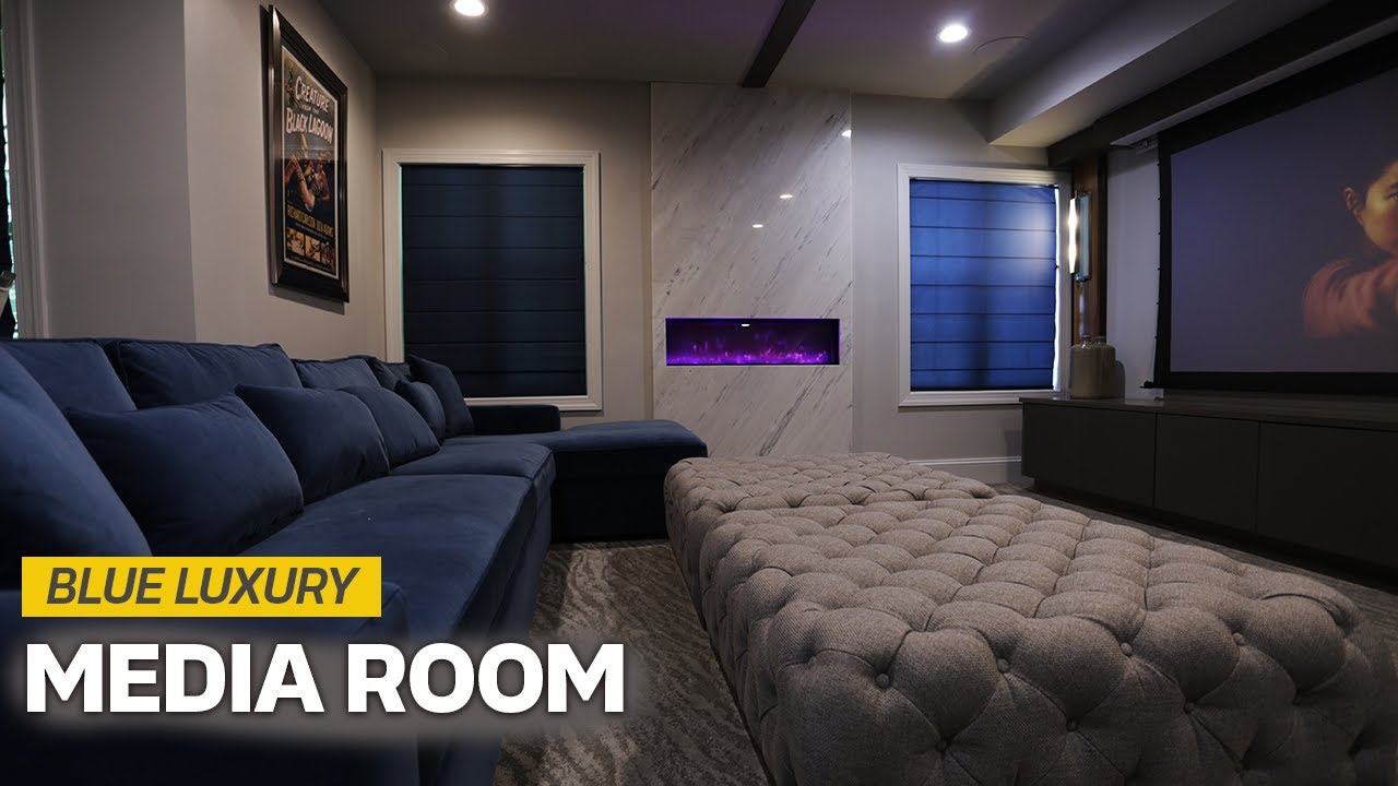 BLUE LUXURY MEDIA ROOM -  (Home Theater Interior Design Project Reveal Trailer)