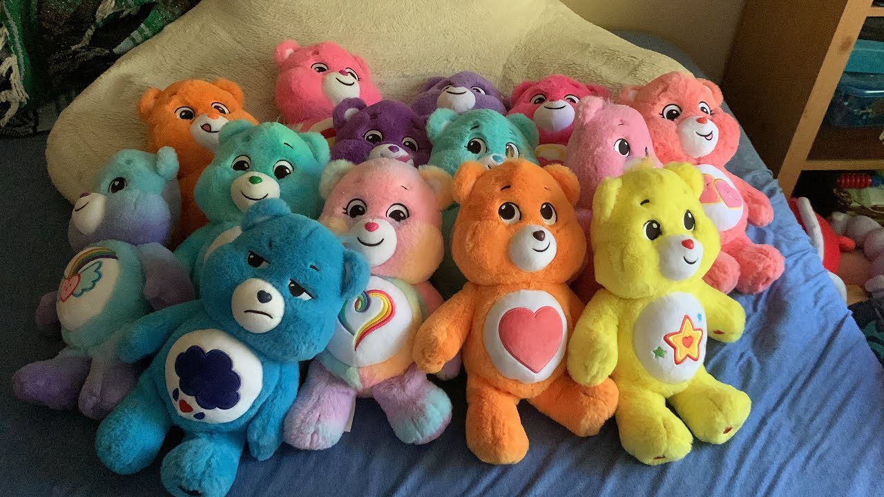 Every Care Bear plush as of September 2022 + Lila(Bluey plush)