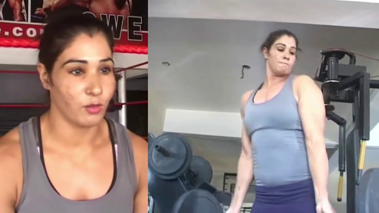 Hottest Haryana's Wrestler Girl Kavita Work Out in Gym