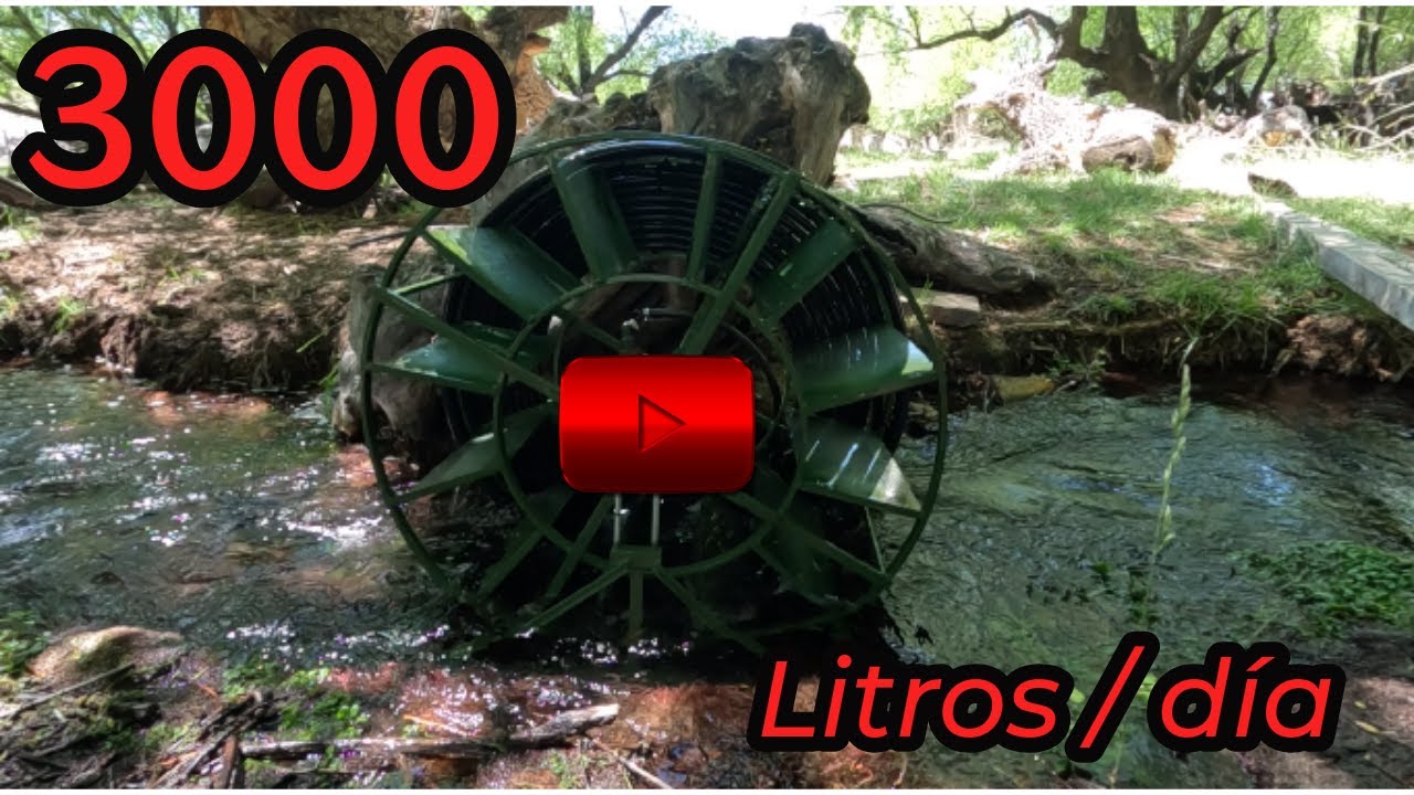 Rueda de agua restaurada para canal de poco caudal - 3000l x d&iacute;a - Waterwheel - Roda dagua