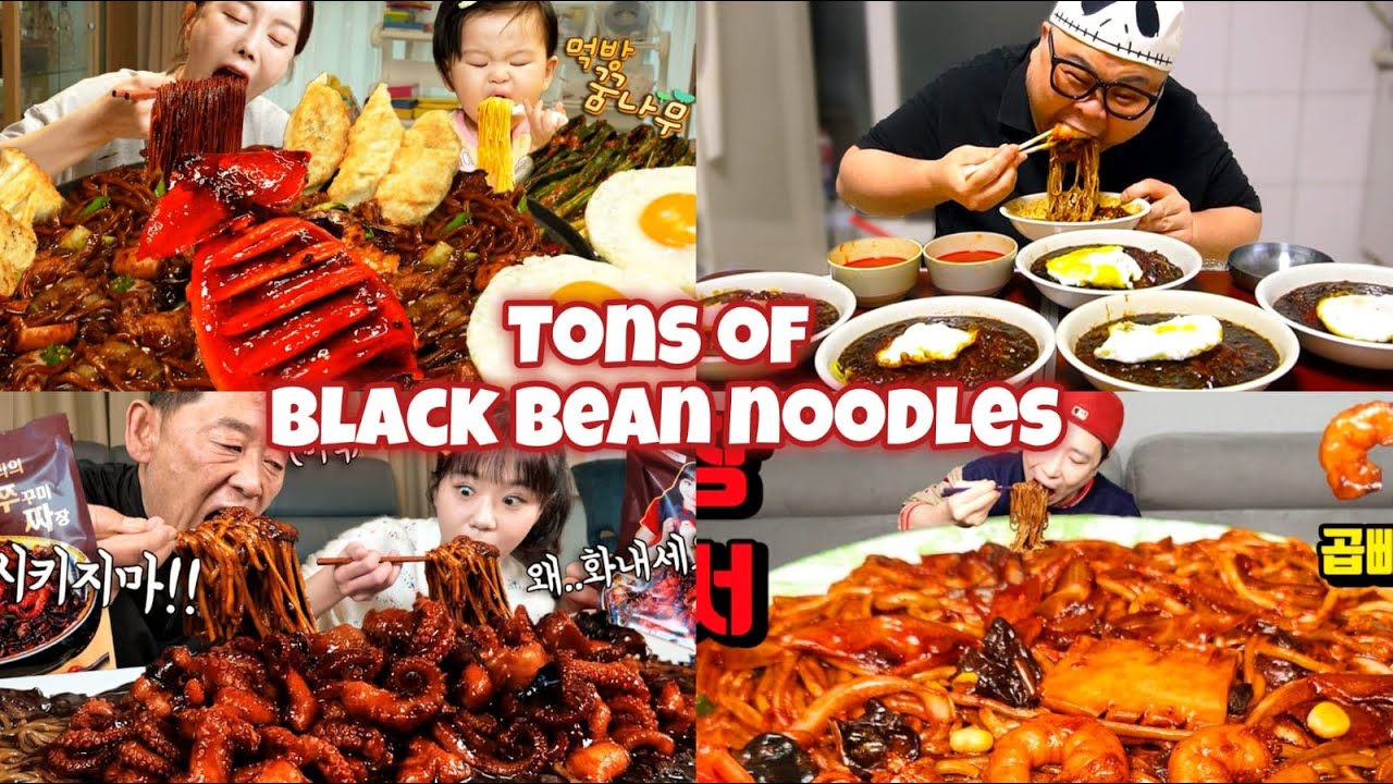 Mukbangers Having  TONS OF BLACK BEAN NOODLES🍜😱🤤| ASMR Compilation | Lets eat with mukbangers