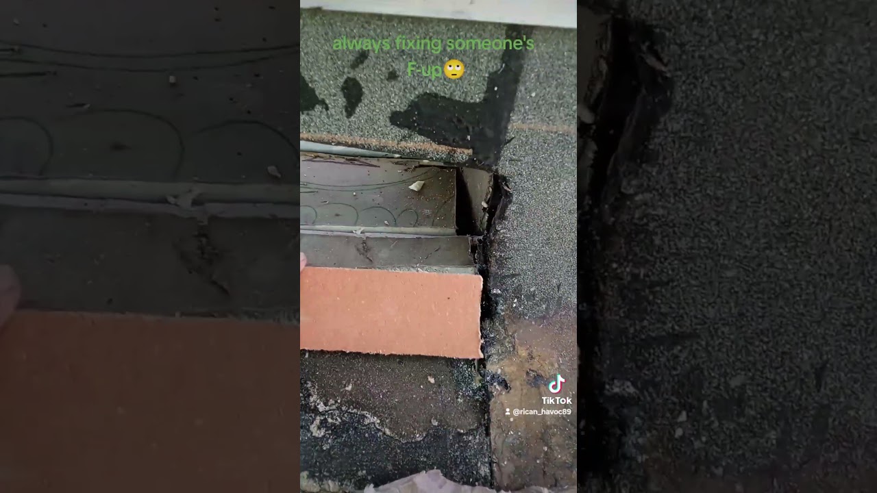 fixing overflow scupper on mod-bit roof #construction #roofing #fuckedup