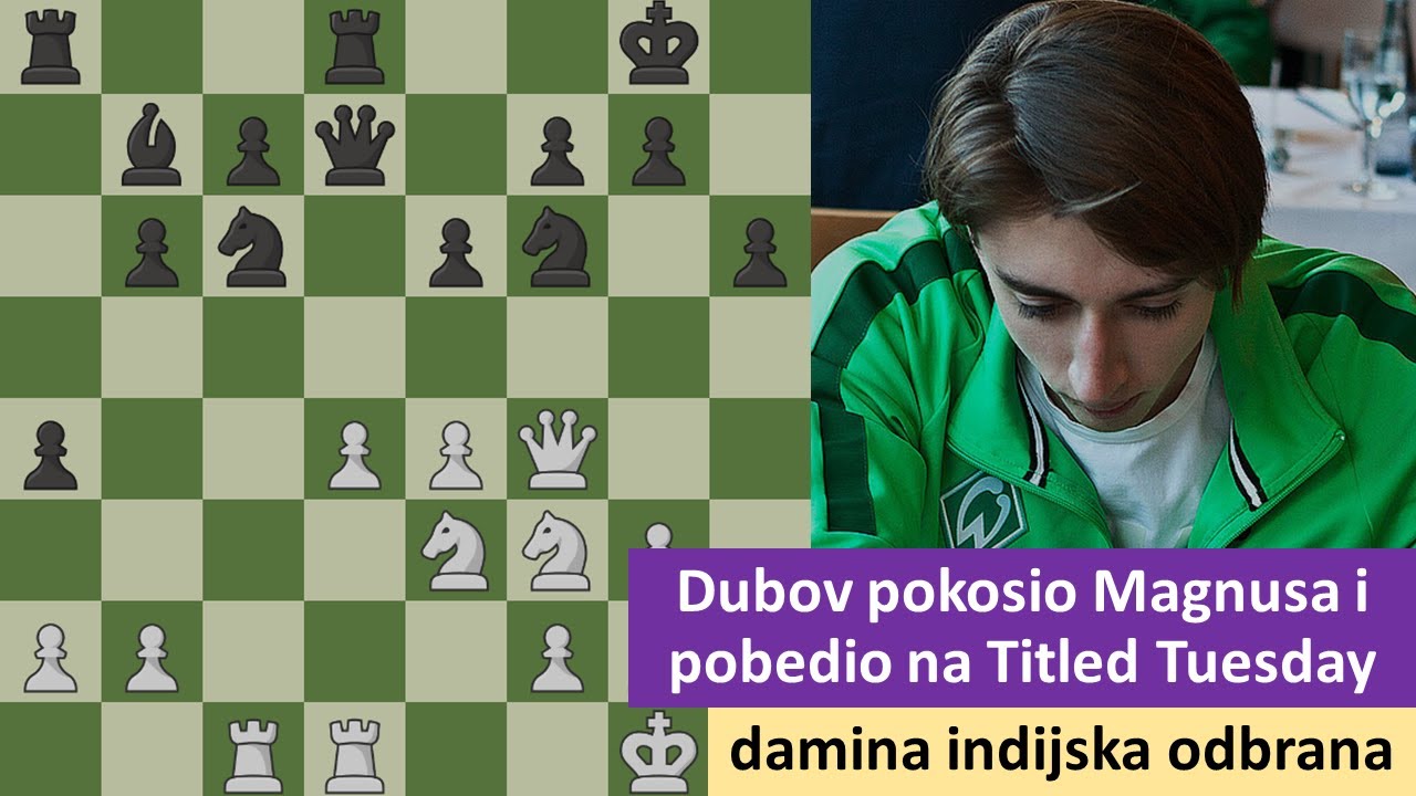 Dubov pokosio Magnusa i pobedio na turniru za igrače sa titulom utorkom - damina indijska odbrana