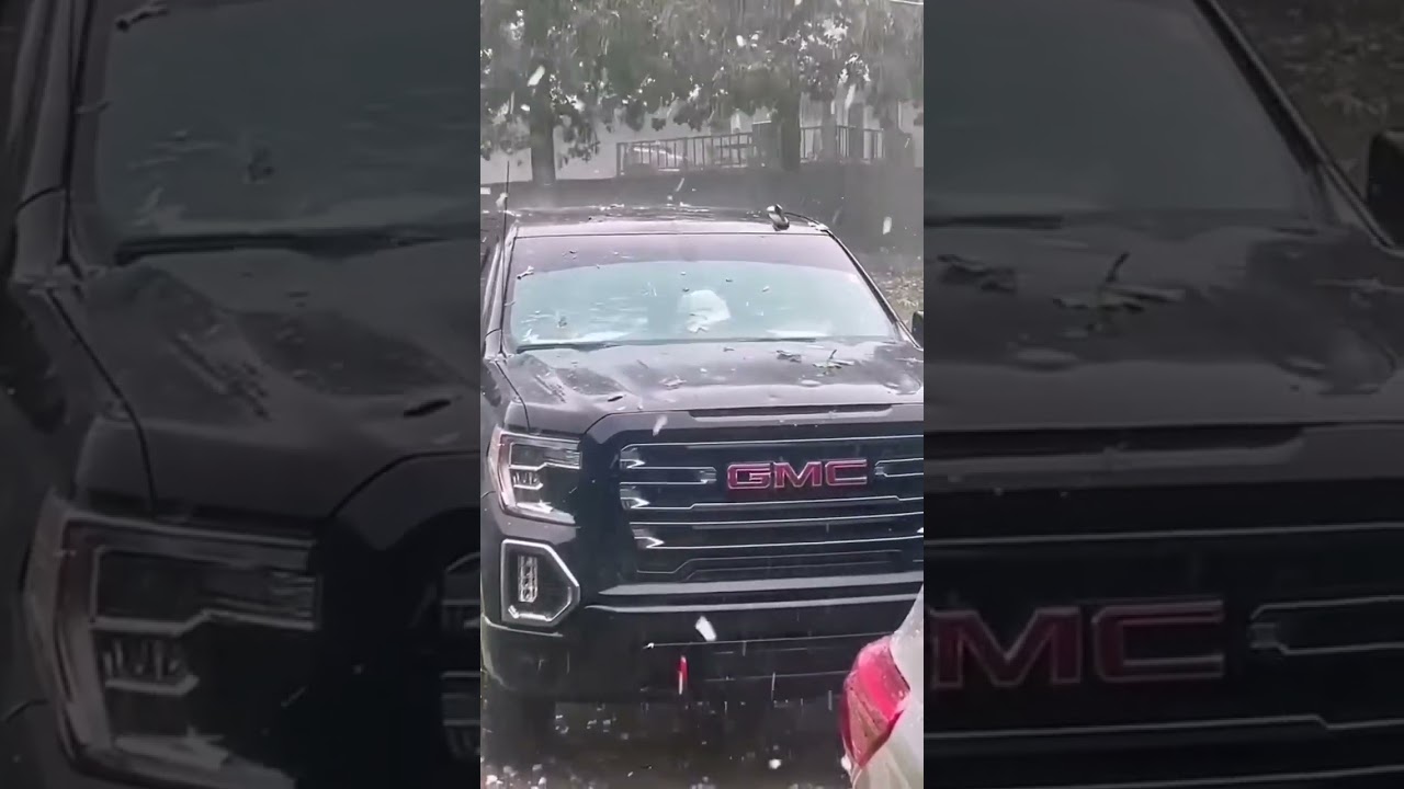 Large hail damaged the car #Hail #storm #disaster #danger #car #collapse