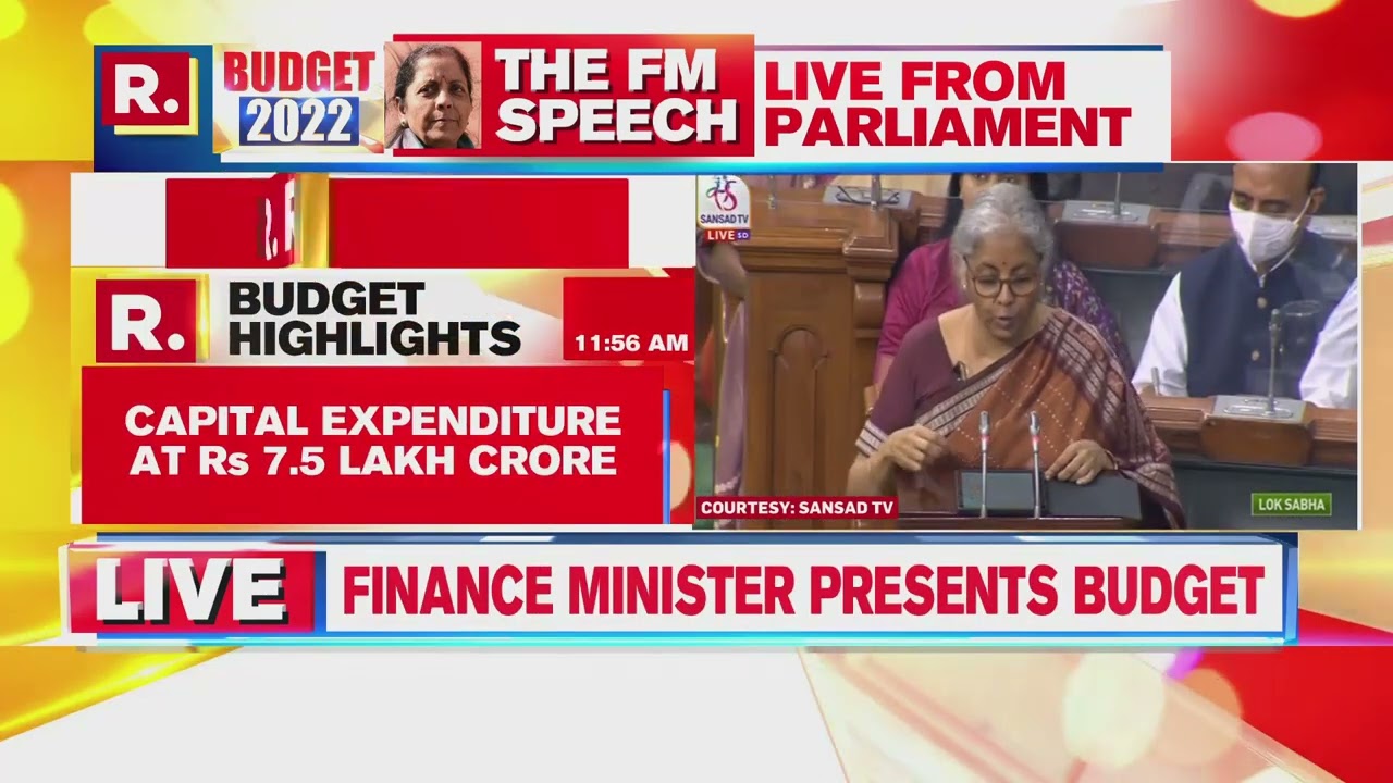 Union Budget 2022: Capital Expenditure To Be Stepped Up By 35.4%, From 5.54 L Cr To 7.50 Lakh Crore