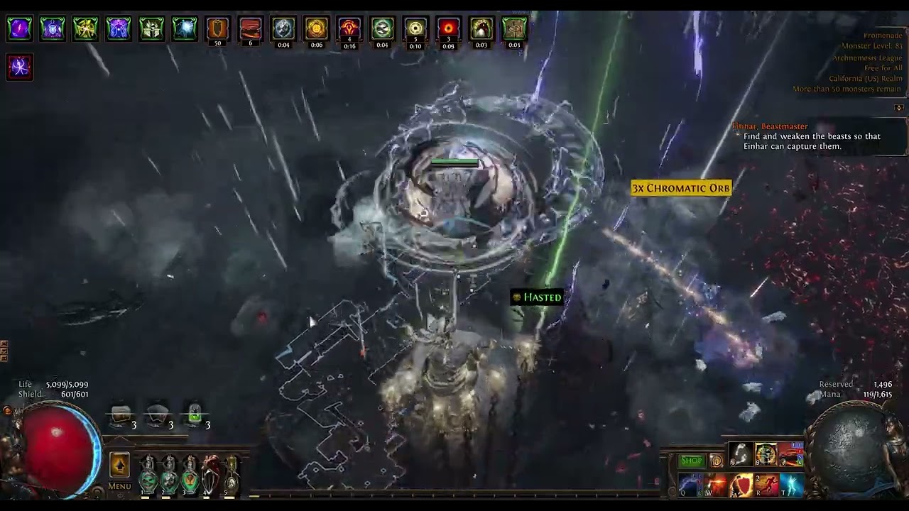 POE 3.17 Cast on Crit Arc Inquisitor (Doryani + Uul Netol) -- 40% deli beyond promenade