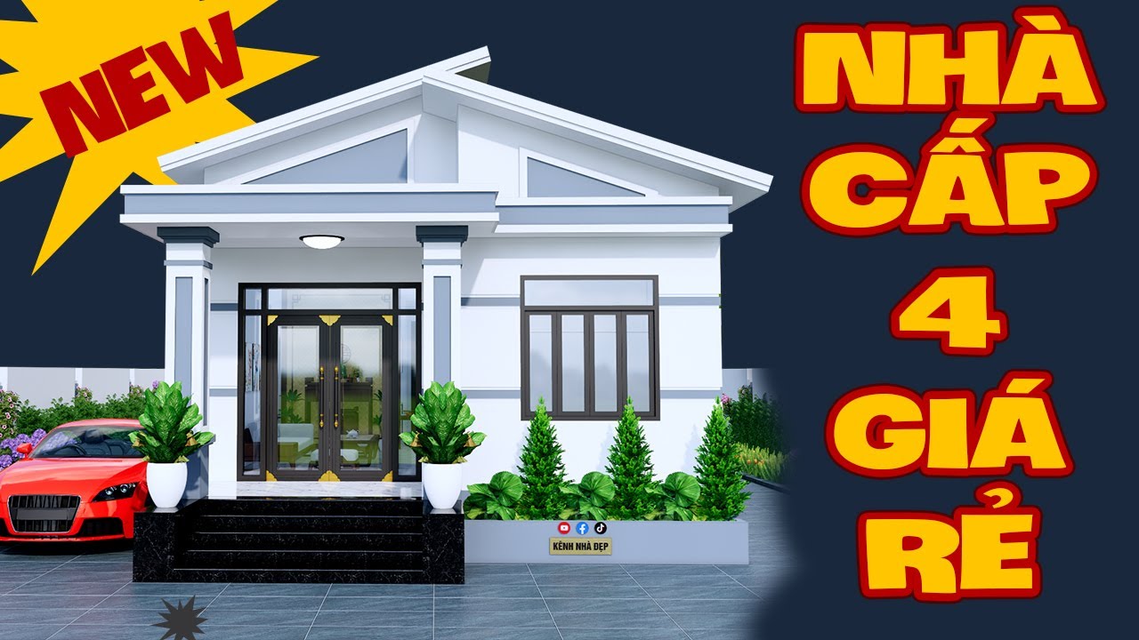MẪU NHÀ CẤP 4 GIÁ RẺ DIỆN TÍCH NHỎ | NHÀ MÁI LỆCH 7X13M