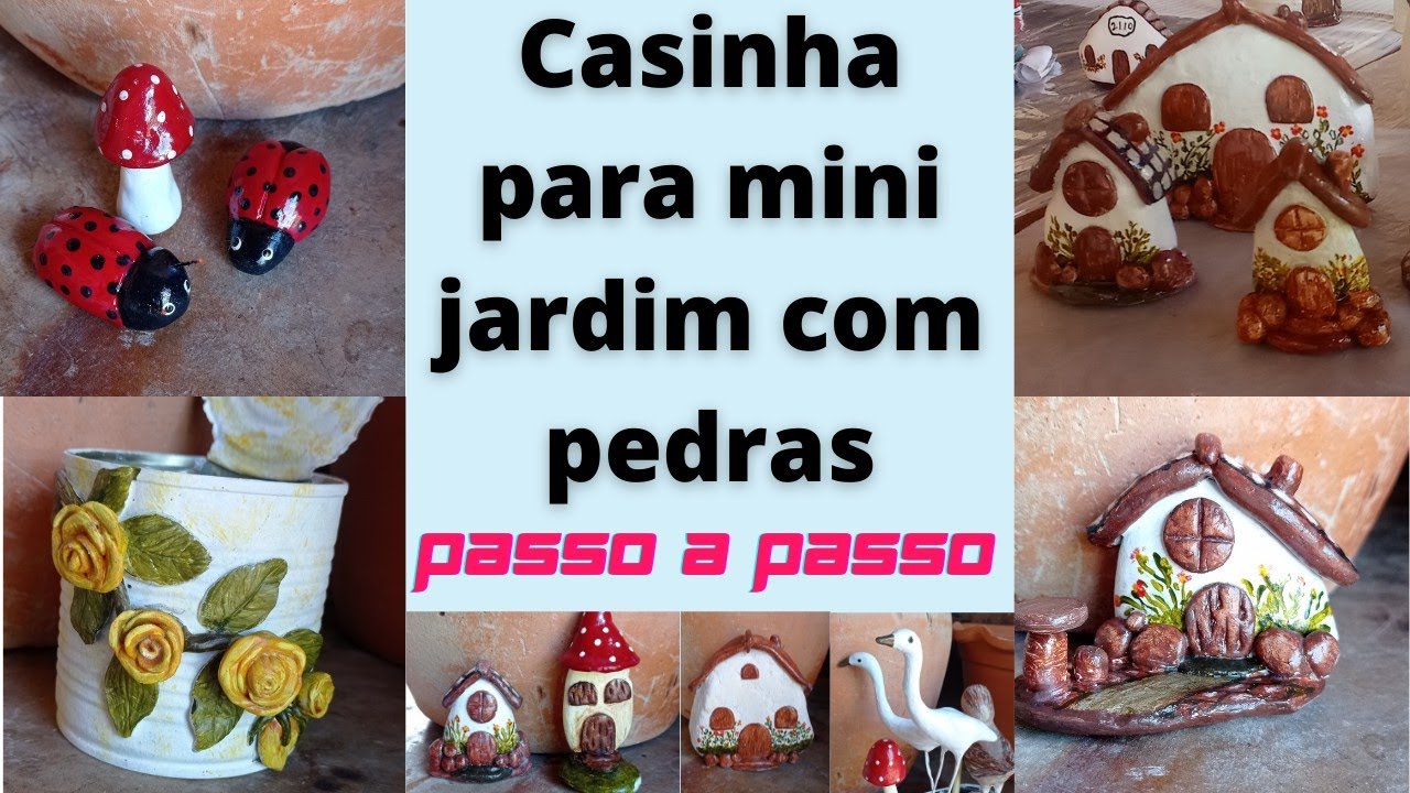 Casinha para mini jardim de suculentas feitas com pedras, muito fácil de fazer.