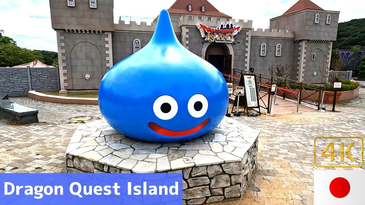 Visiting Dragon Quest Island in Nijigen No Mori - 4K virtual tour / Japan Travel / Slime
