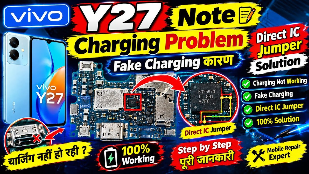 Vivo Y27 note charging ||direct IC Jumper 💯 Done ✅ fast charging mobile 📲#smartphone 