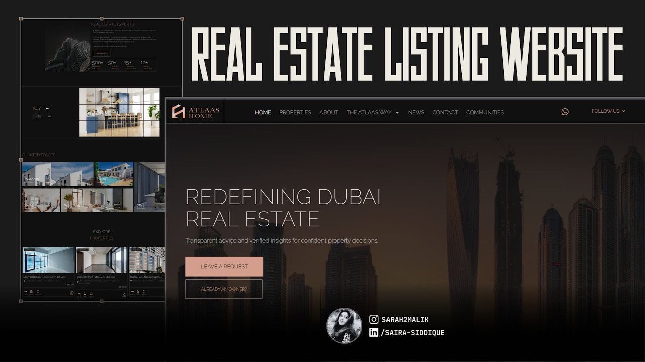 Dubai Real Estate Listing Website | Modern Property Listing UI/UX