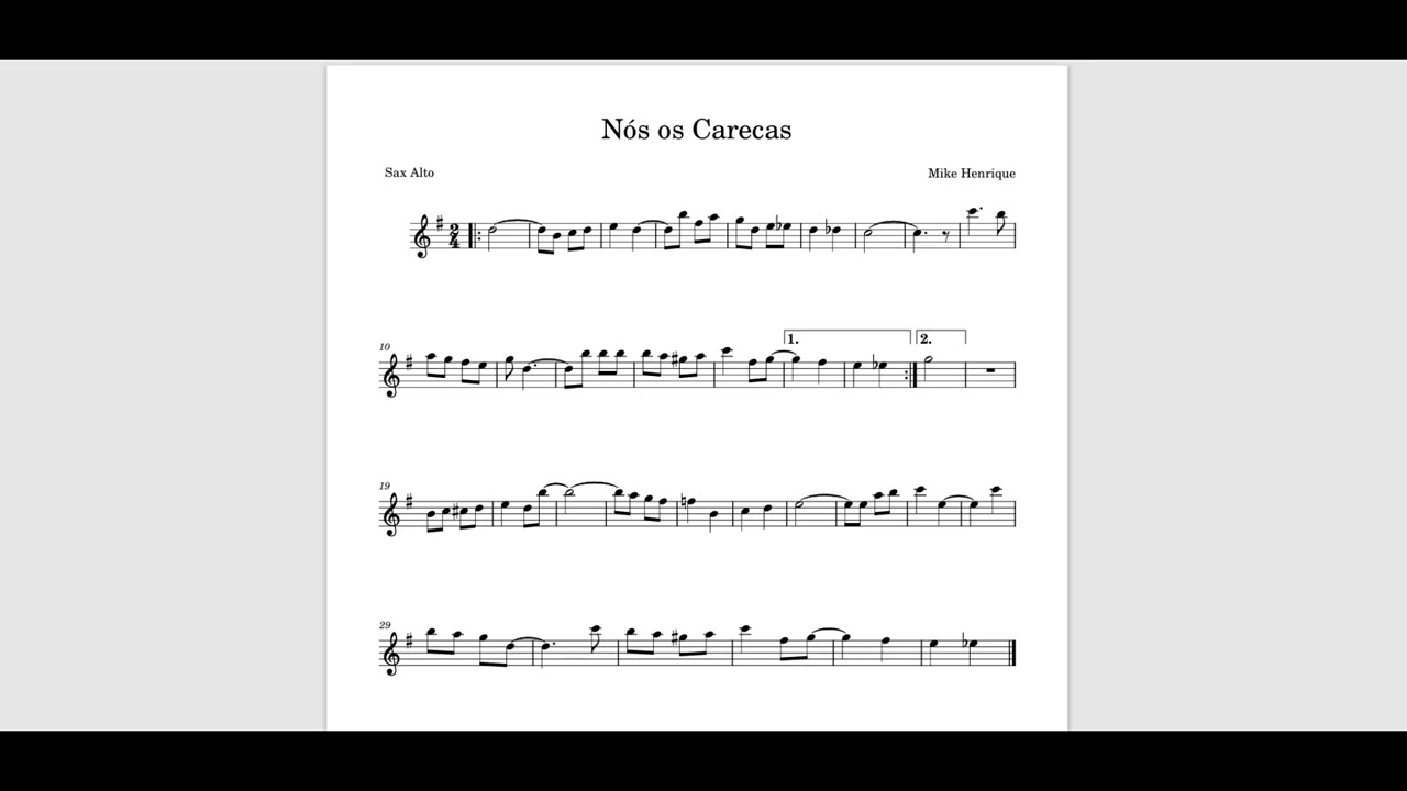 Nós os Carecas - Marchinha de Carnaval - Partitura