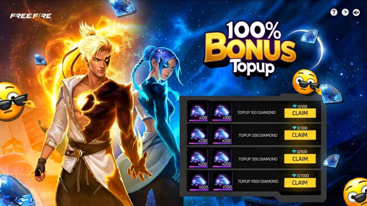 DOUBLE DIAMOND 💎 TOPUP EVENT 😍🥳 | 100% BONUS TOPUP EVENT DATE | FREE FIRE NEW EVENT | FF NEW EVENT 