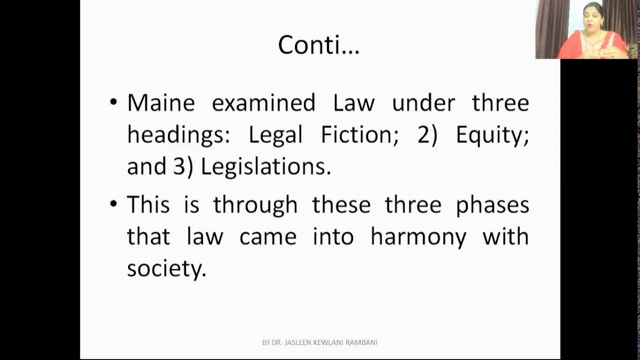 Dr Jasleen Kewlani's lecture on Henry Maine's Stages of development of Law