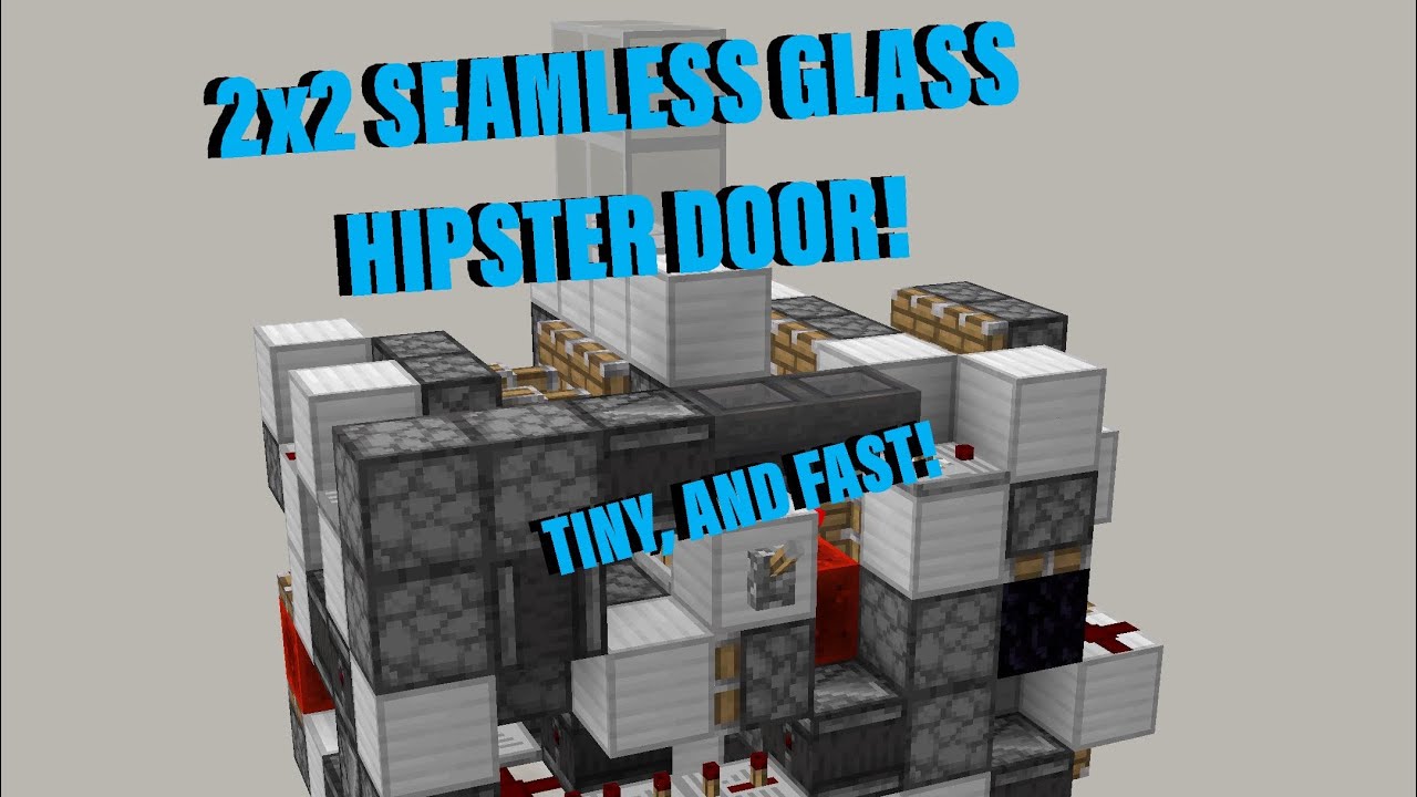 Minecraft BE: Tiny 2x2 seamless glass hipster door! [Tutorial] 1.16+