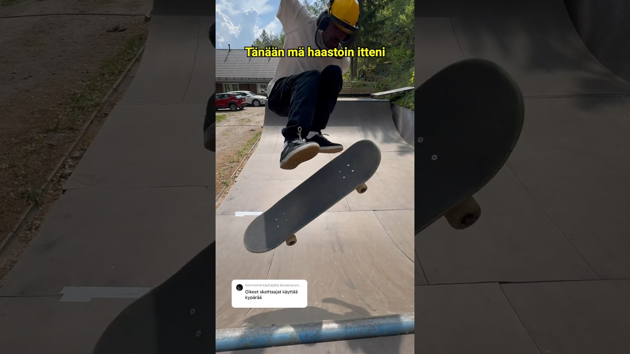 T&auml;n&auml;&auml;n m&auml; haastoin itteni skeittaa KYP&Auml;R&Auml; p&auml;&auml;ss&auml;! 🛹 Mit&auml; suojia kokeilis seuraavaks? 🤔 #skeittaus