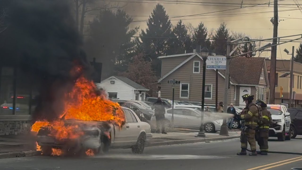 Totowa NJ Fire Dept operates at a car fire Union Blvd and Bogert St 2/25/25