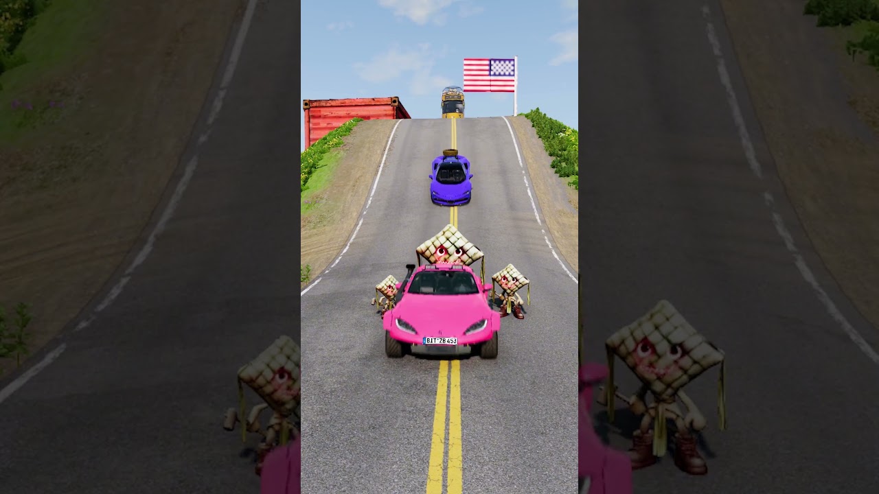 Longer Bus vs Ketupat Kepat 3D Characters-BeamNG-Drive #beamng #simulator