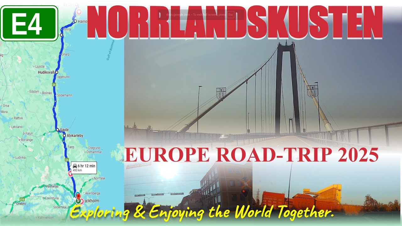🇸🇪🎥🚘E4 NORRLANDSKUSTEN | Following the cost by Härnösand, Sundsvall, Hudiksvall, Gävle to Stockholm