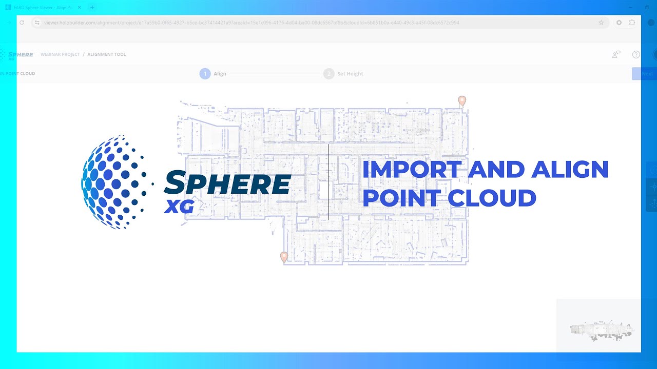 Панель управления рабочей областью FARO Sphere XG &mdash; импорт и выравнивание облака точек.