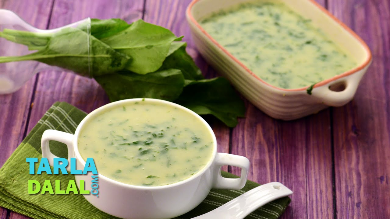 Moong Dal and Spinach Soup (Zero Oil Recipe) by Tarla Dalal