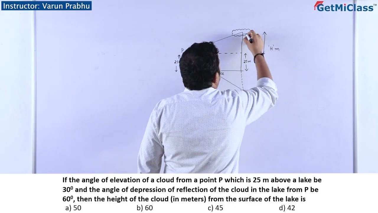 Cloud Height Calculation Problem JEE 11th Maths Trigonometry