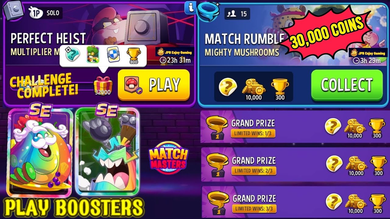 Multiplier Mushrooms+Rainbow Perfect Heist 32000 Score/ Mighty Mushrooms+Blow'Em Up Match Rumble