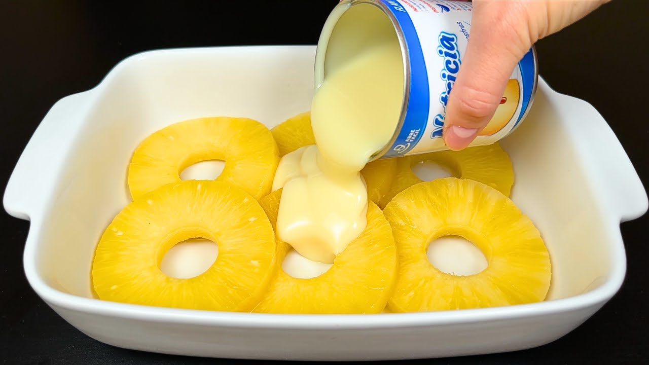 Взбейте сгущенку с ананасом! Вкуснейший десерт без выпечки!