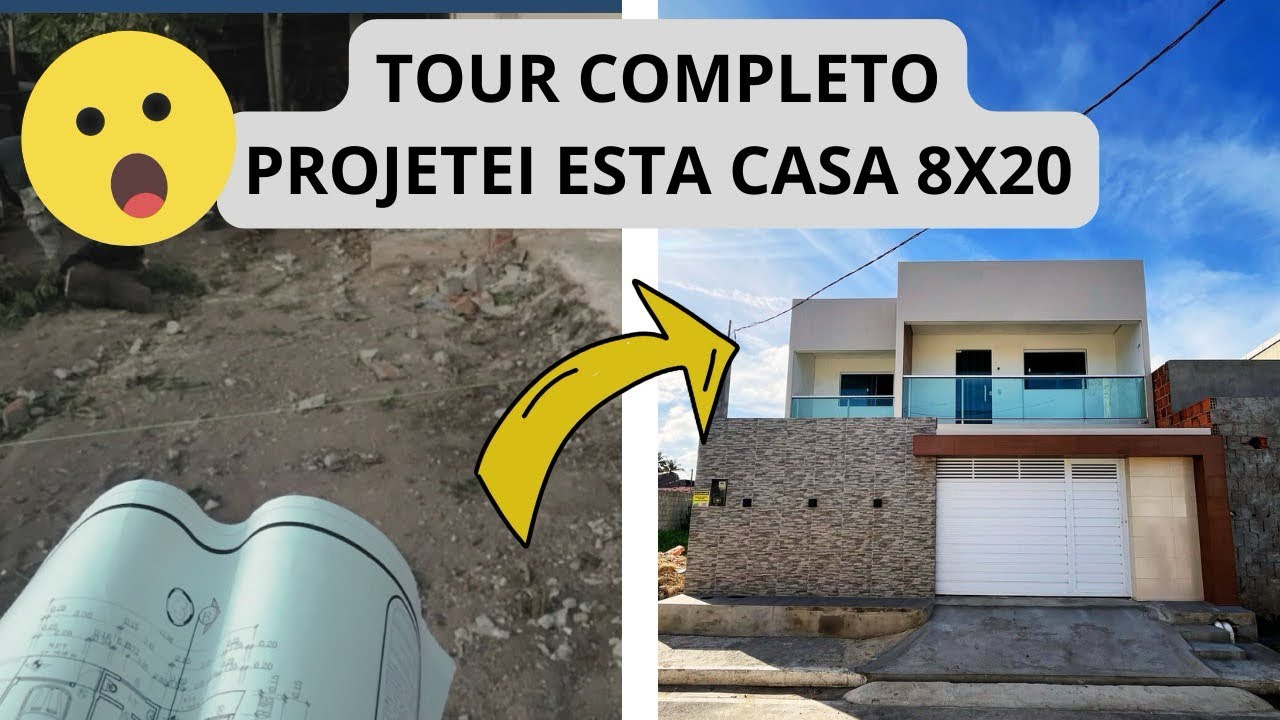 PROJETEI ESTA CASA! TERRENO 8x20! VAMOS FAZER UM TOUR? 🤗