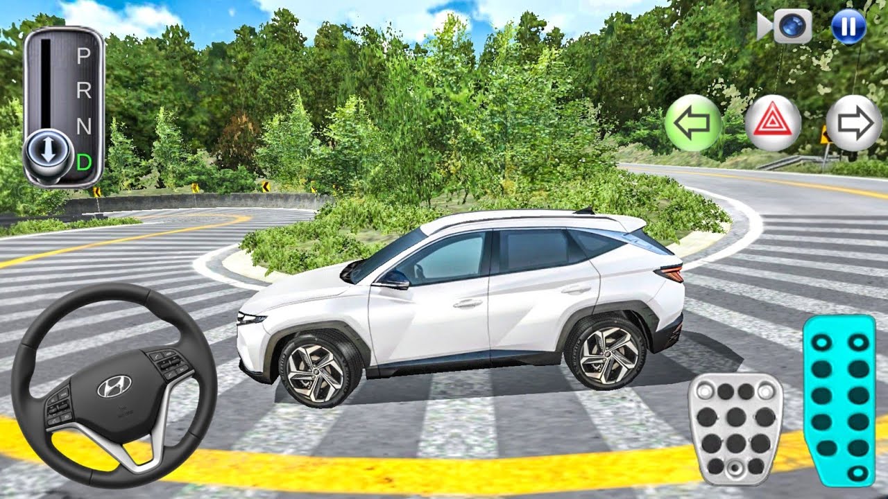 New White Hyundai Tucson SUV Narrow Mountain Road Driving - 3D Driving Class 2026 - Android game