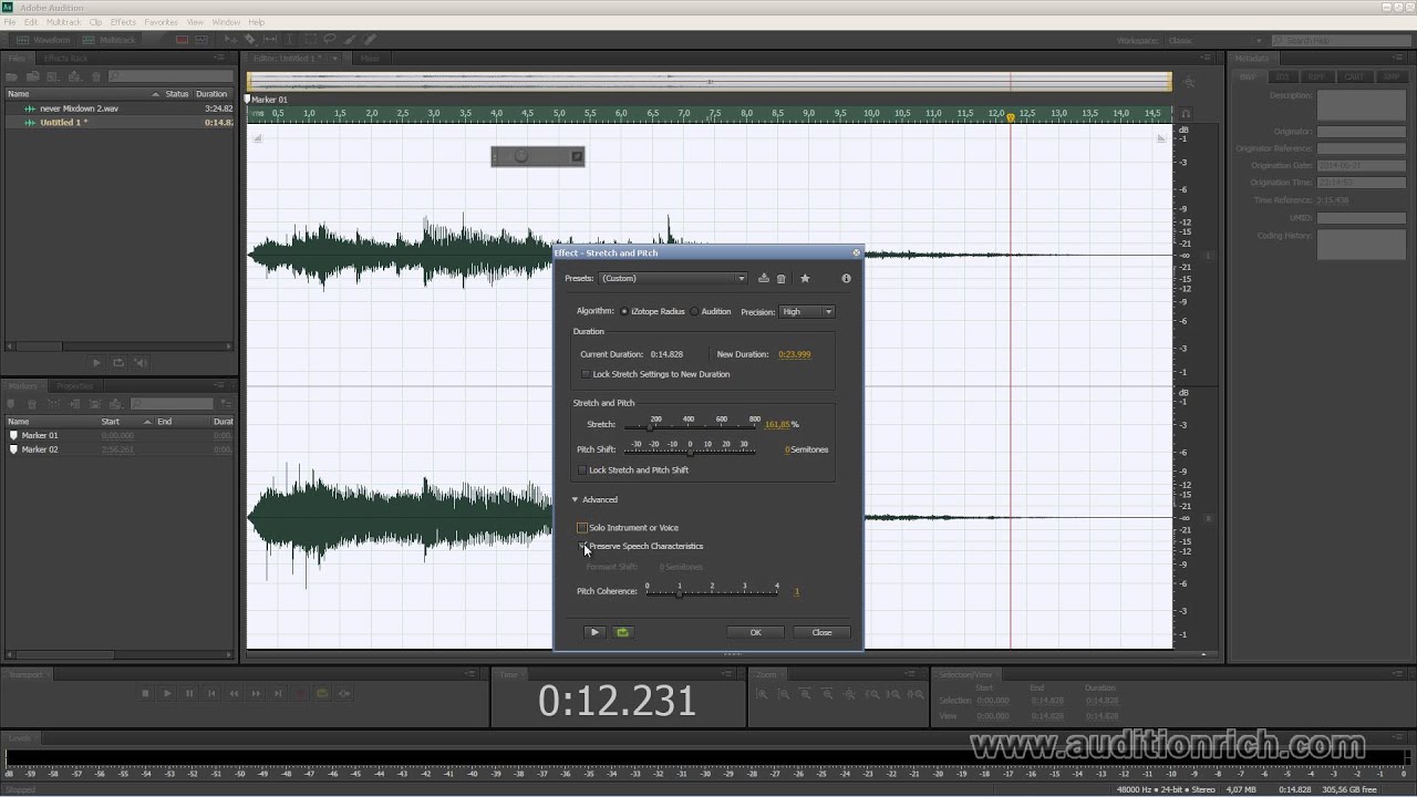Как изменить скорость воспризведения аудио в Adobe Audition | Auditionrich.com