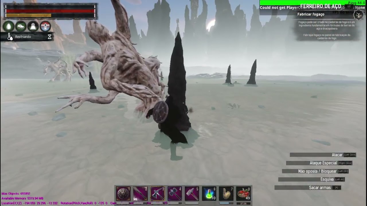 Conan Exiles Deuses Astronautas... resultado do farm de ferro de um dos lados da agarra e enxofre