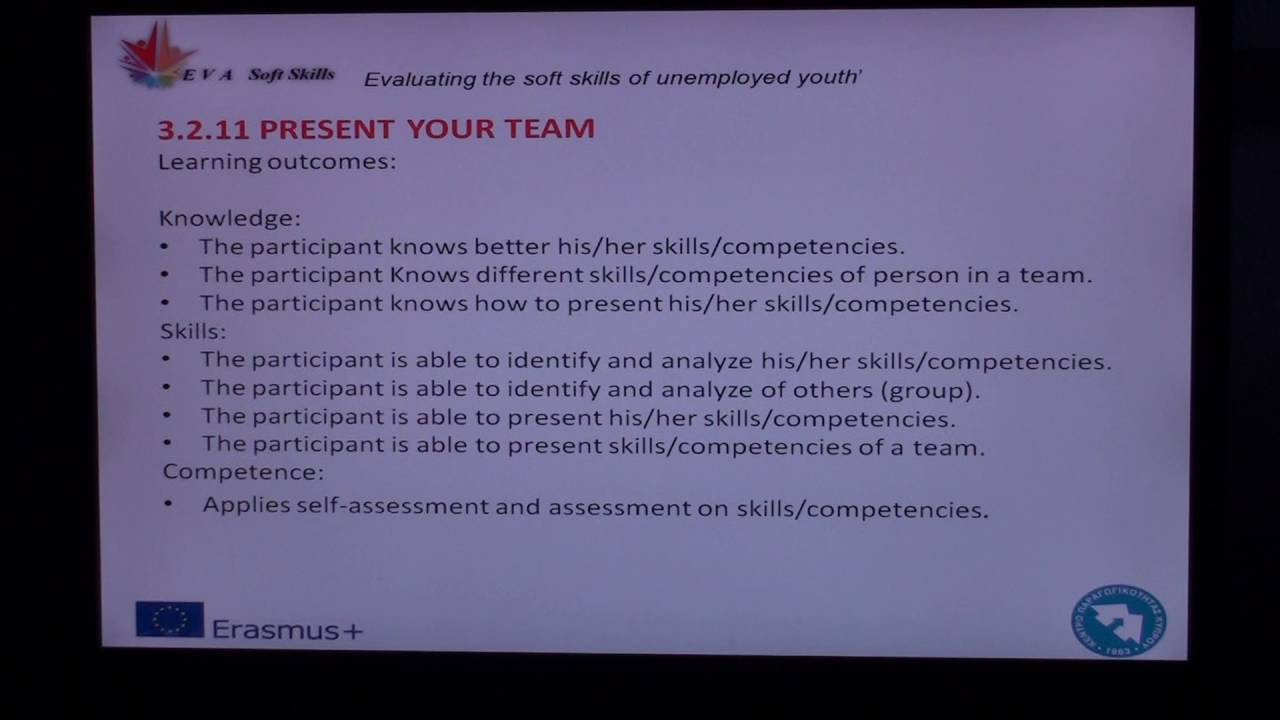 Evaskills Communication skills Tool  Present your Team