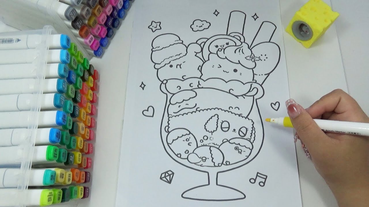 Satisfying Kawaii Ice Cream Coloring ASMR
