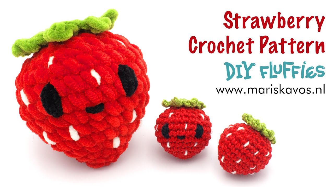 Easy Strawberry Amigurumi crochet pattern - video tutorial for beginners - fruit keychain