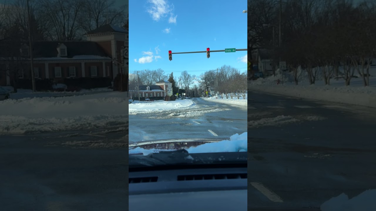 Driving into Charlottesville after snowstorm.